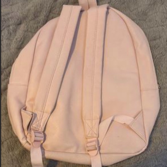 Blush Pink Faux Leather Backpack with Gold Accents & Cutout Design - Picture 3 of 9